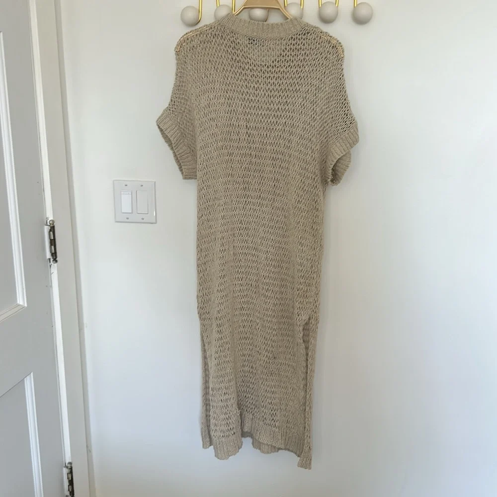 FP BEACH BY FREE PEOPLE Women's Chunky Open Knit Coverup Dress Size XS In Beige